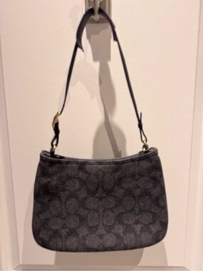 Coach Gray Signature Wool Shoulder Bag